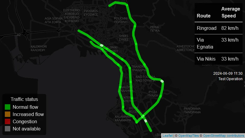 Flyover sajt koji meri trafficing na putu kroz i oko Soluna